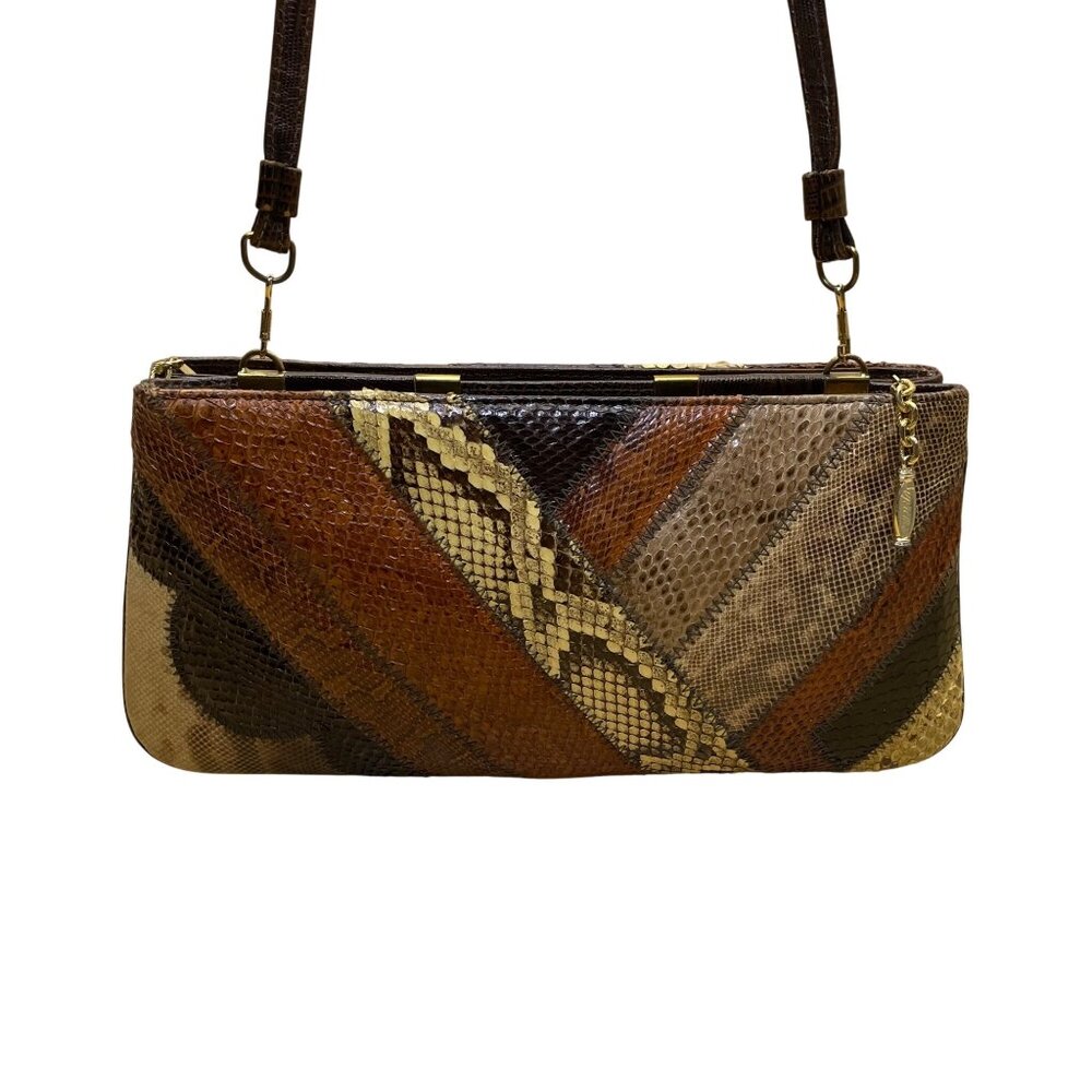 Women’s Multicolor Patchwork Snakeskin Zipper Clo… - image 3